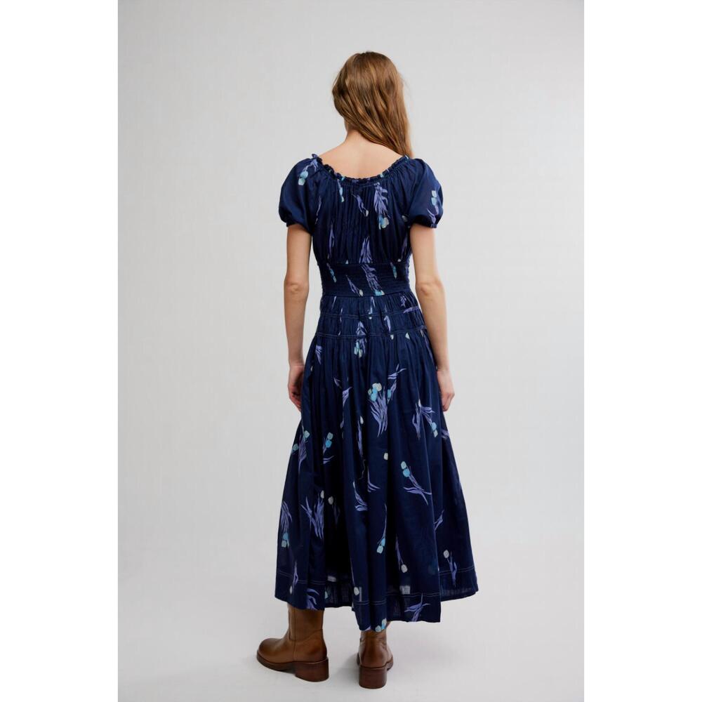 NEW FREE PEOPLE complete me midi dress in navy combo - Picture 3 of 3